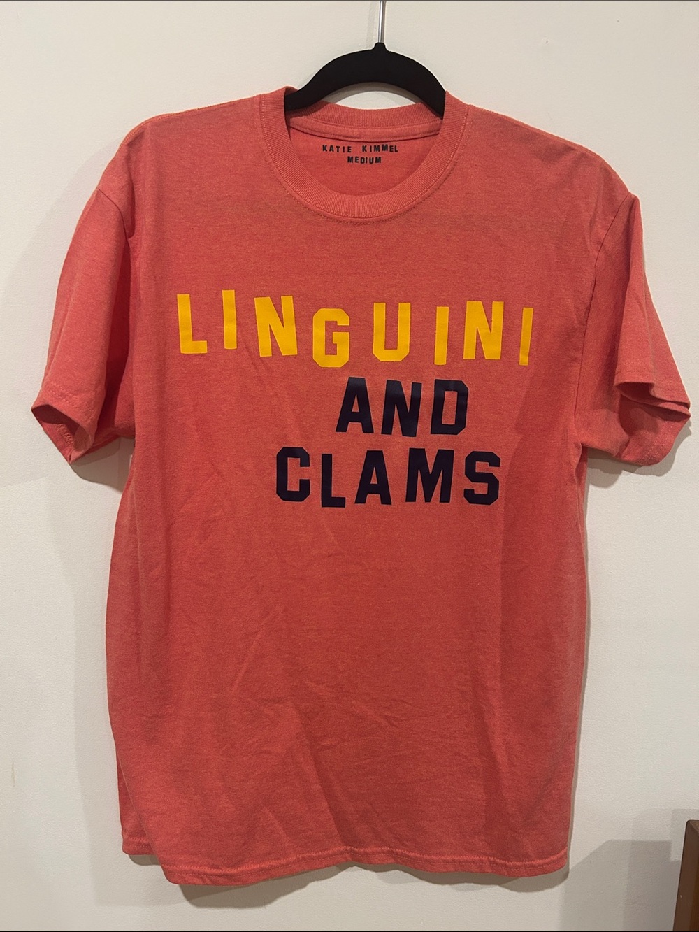 Katie K Orange Tee with Yellow and Navy Letteringu